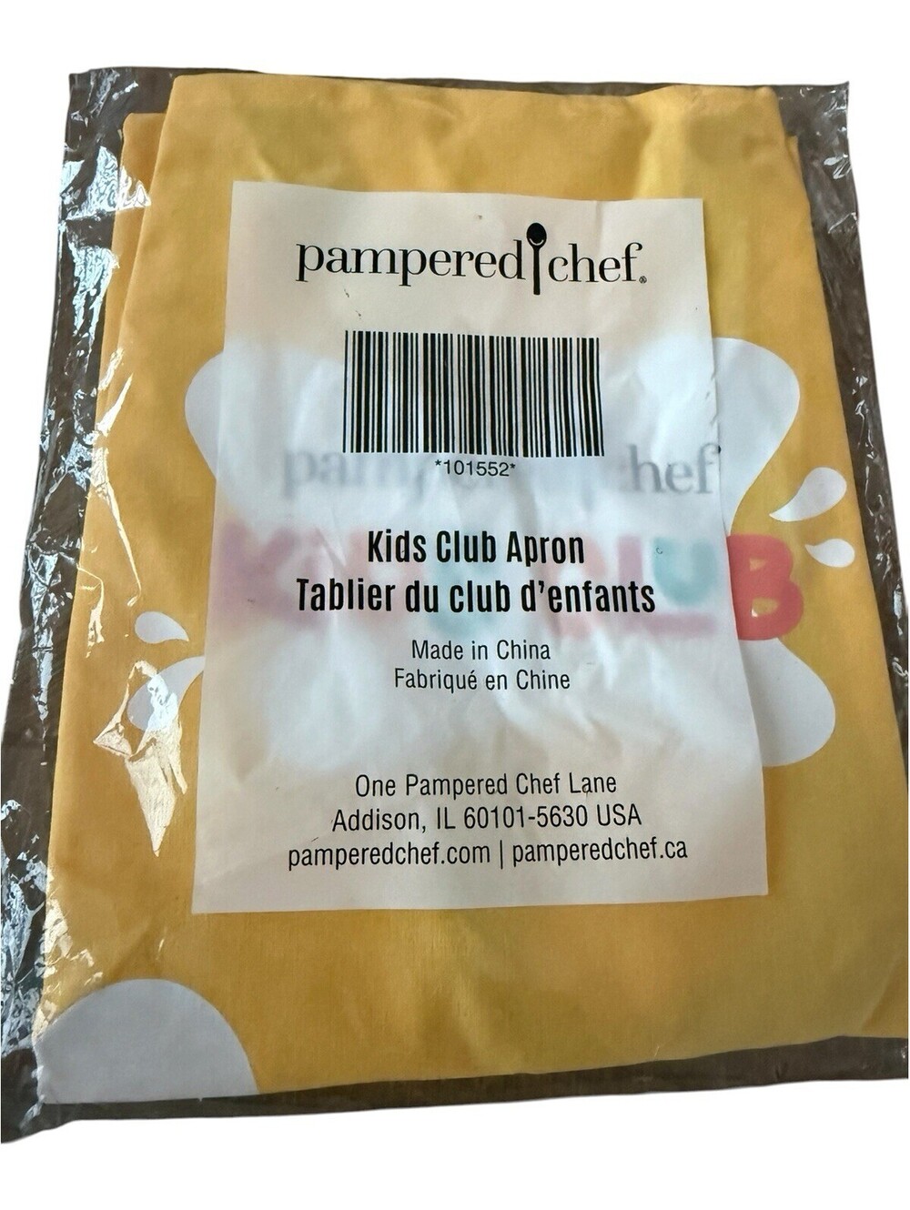 Pampered Chef Child’s Apron New In Package Yellow